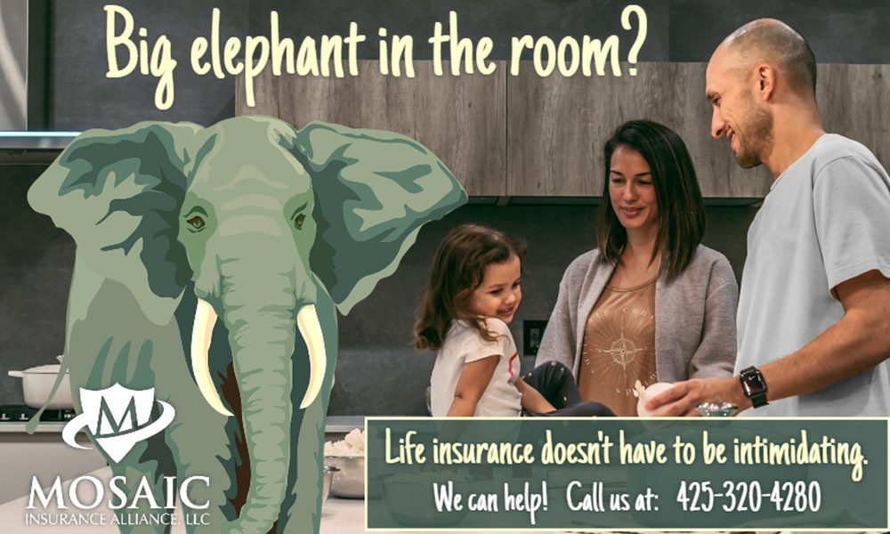 Blog - Big Elephant in the Room? Life Insurance Doesn't Have to Be Text Over an Image of a Drawn Elephant Next to a Family