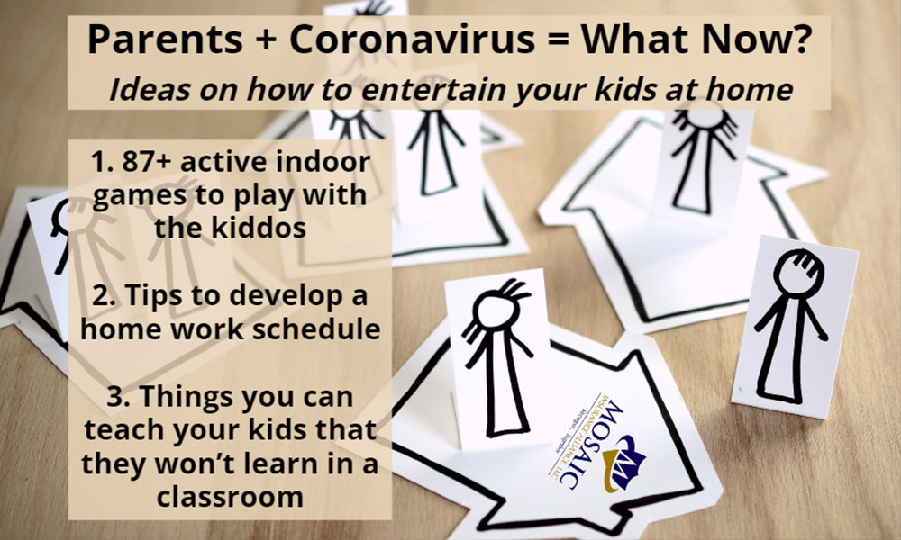 Blog - Parents + Coronavirus = What Now? Text Over Top of Paper Cutouts of People and Houses on a Wooden Table