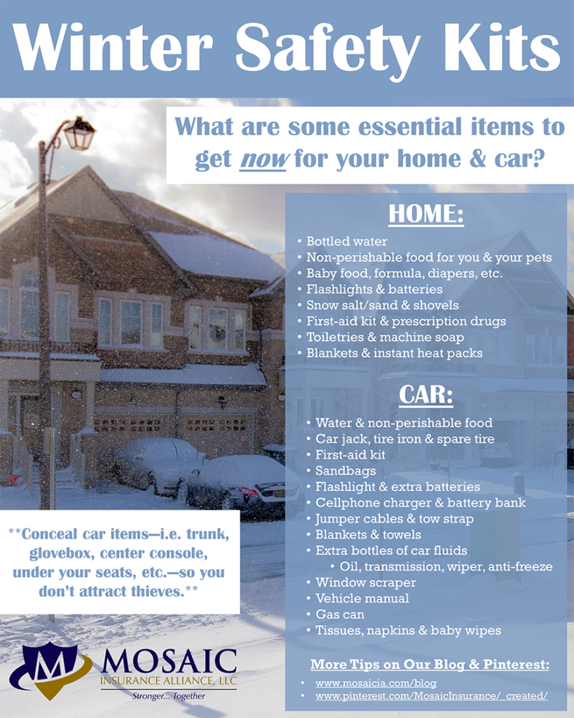 Mosaic Insurance Alliance in Lynnwood has winter safety kits and tips for your car and home