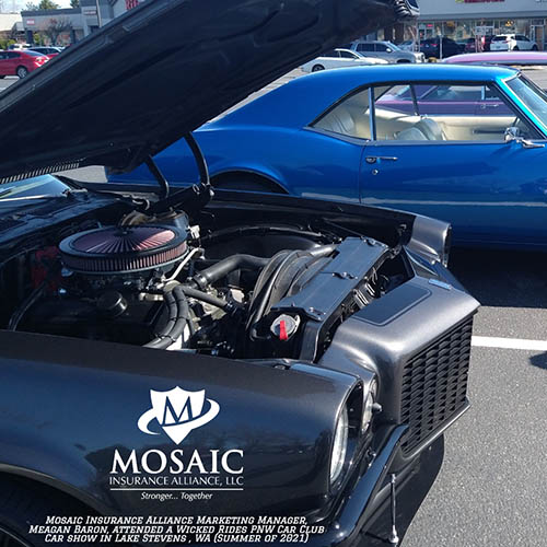 Blog - Classic Auto Insurance, Close Up of Black Classic Car with Hood Open in Lynnwood Washington with Mosaic Insurance Alliance
