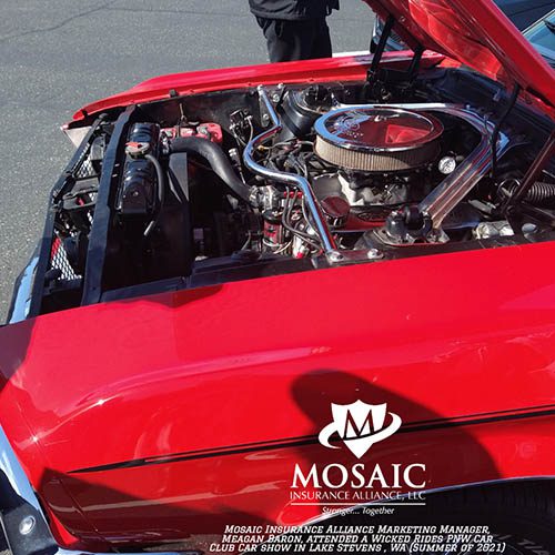 Blog - Classic Auto Insurance, Close Up of Red Classic Car Engine in Lynnwood Washington with Mosaic Insurance Alliance