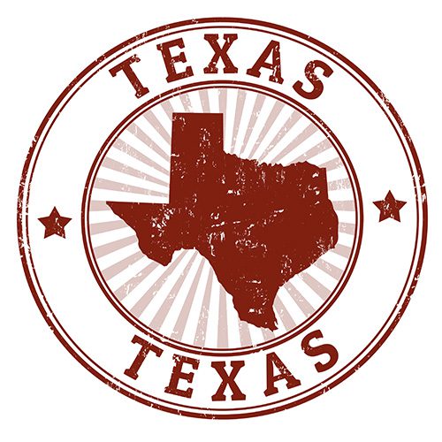 Cannabis Insurance By State - Texas State in a Seal Logo