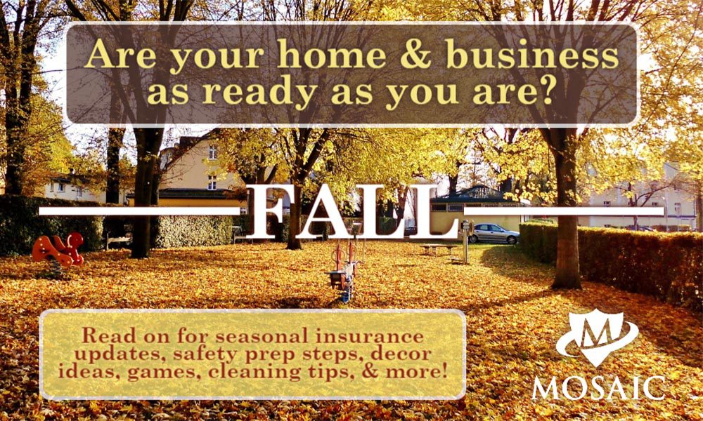 Blog - Read For Fall Image with Trees and Yellow Leaves with Text Offering Season Insurance Tips